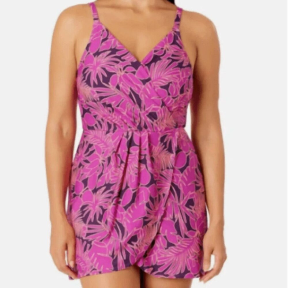Lands' End Ladies'  Floral Swim Dress One Piece Size XXL NWT